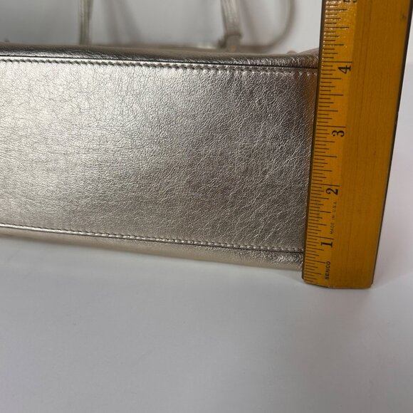 Coach Laura Gold Metallic Leather Signature Tote Bag With Charm & Zip Closure - Picture 8 of 16